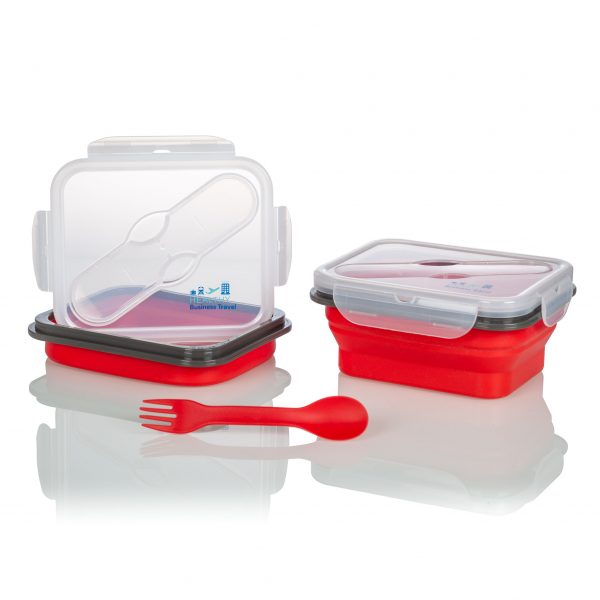 Collapsible travel food containers - Red