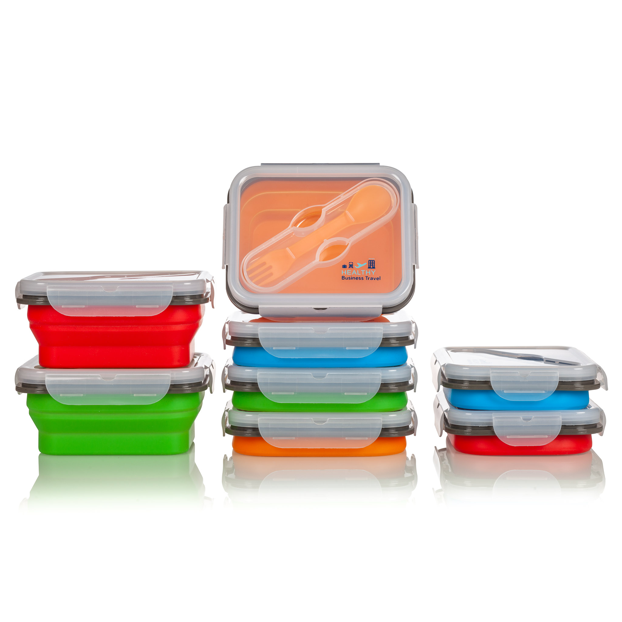 Set of 3 Collapsible Food Storage Containers Plastic Travel 